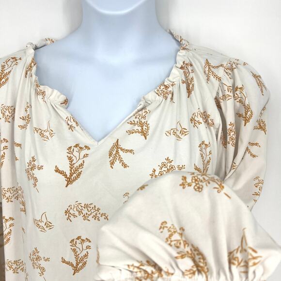 Elegantees Nepal Marigold Print Long Sleeve Stretch Cotton T Shirt Size 1X - Picture 2 of 7